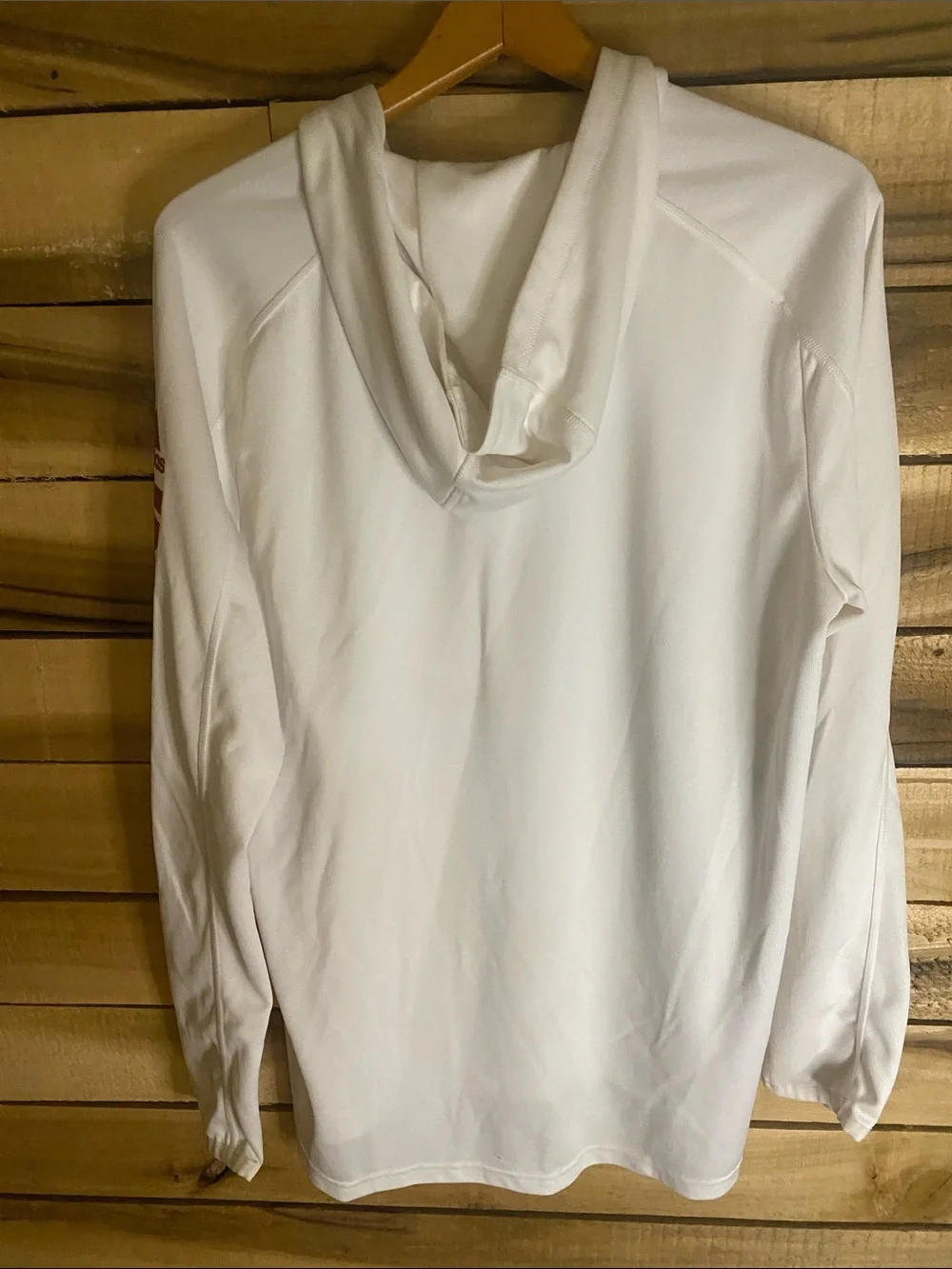 adidas White Long-Sleeve Indiana Graphic Performance pullover hoodie large thin